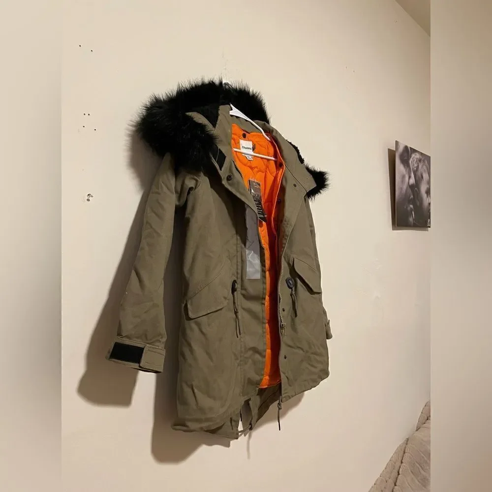 Converse Khaki Shield Storm Parka With Faux Fur Lined Hood - Picture 6 of 16